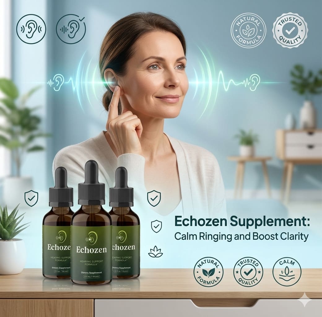 Woman experiencing everyday listening clarity with Echozen hearing support formula